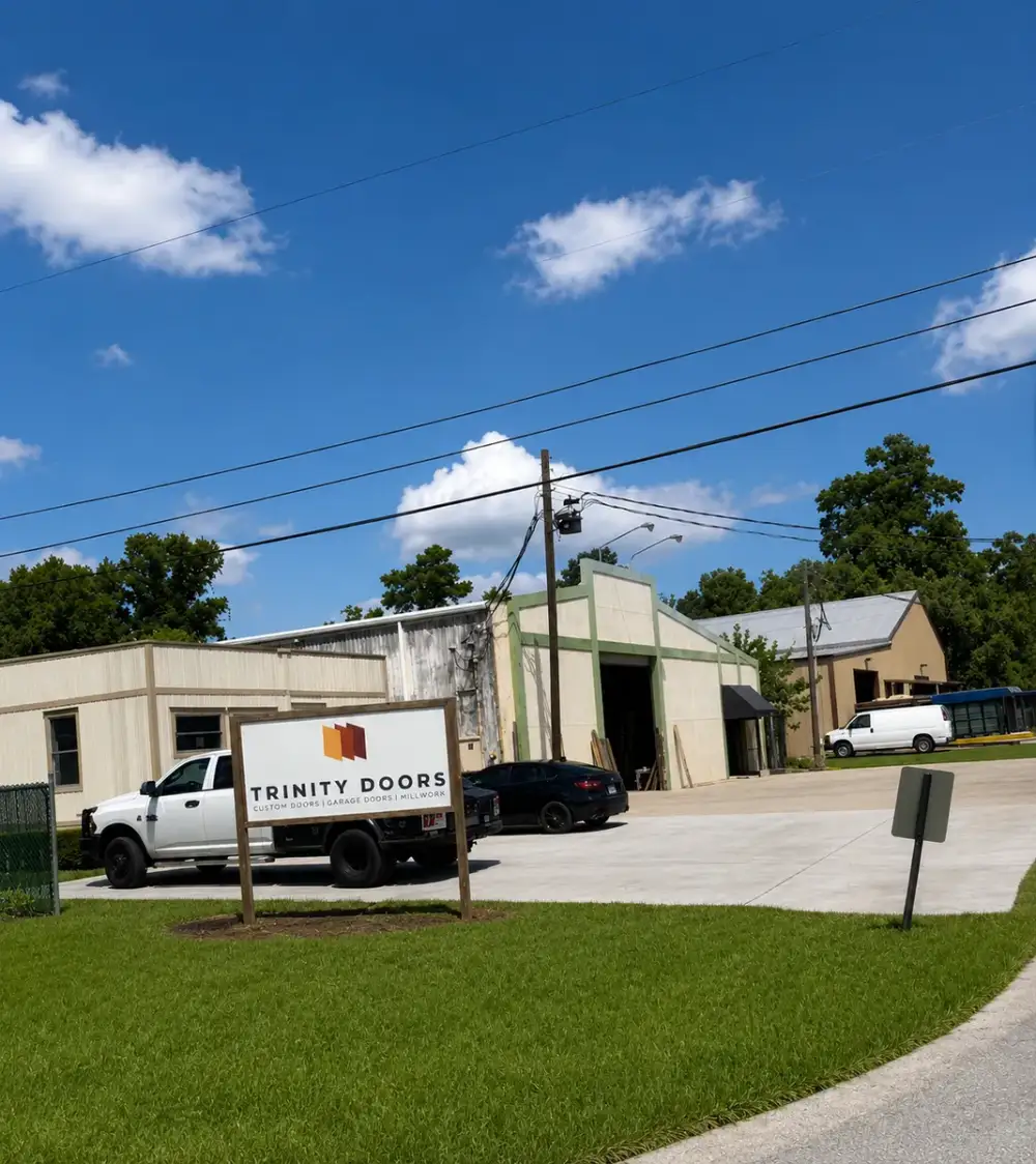 Exterior of the Trinity Doors manufacturing facility at 1025 Rose City Drive, Vidor, Texas